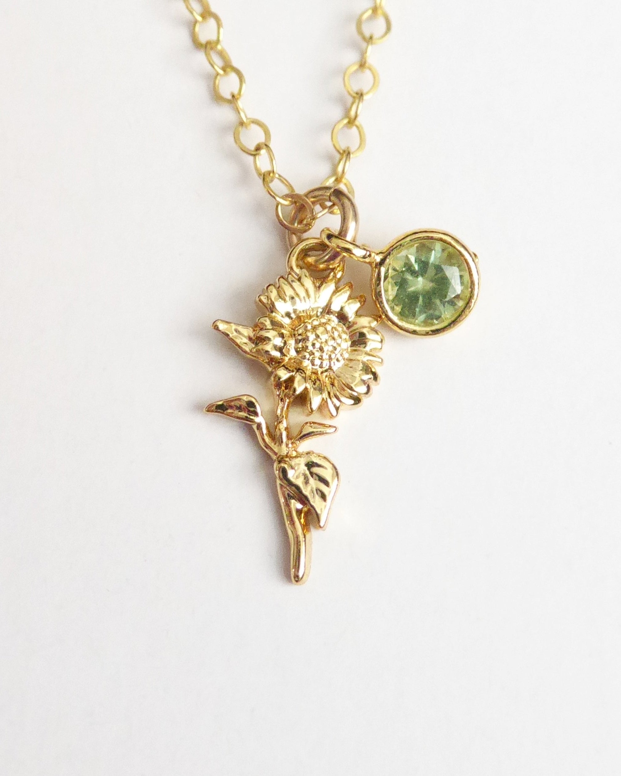 Birthstone Flower Necklace: Customized Gold Fill Birth Flower Bouquet Jewelry