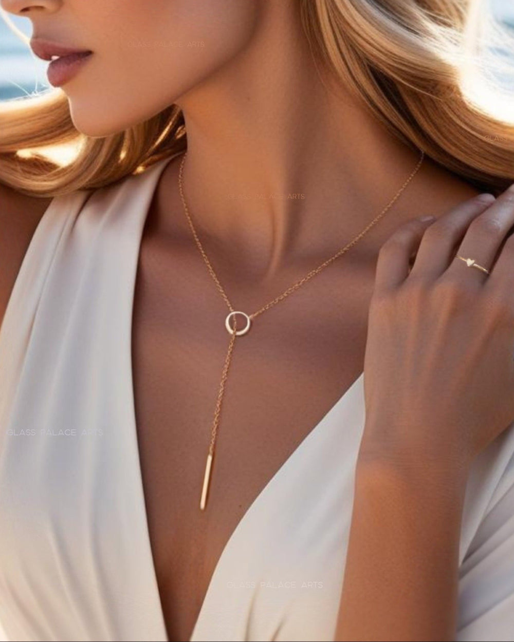 Lariat Necklace For Women With Vertical Bar Y Drop