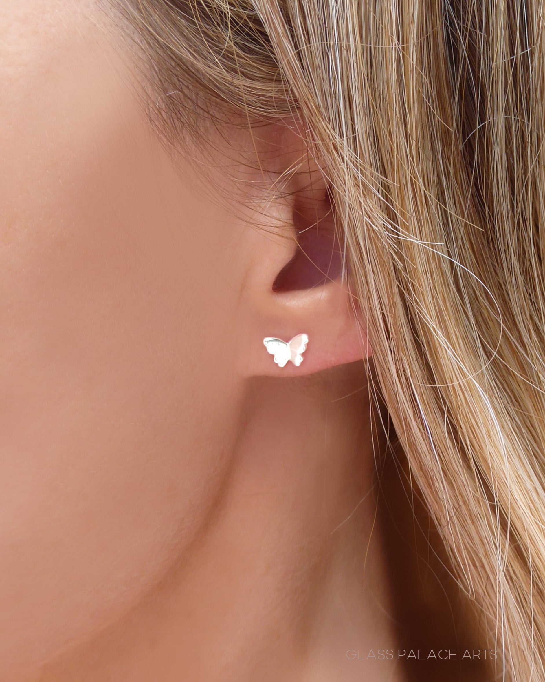 sterling silver butterfly stud earrings