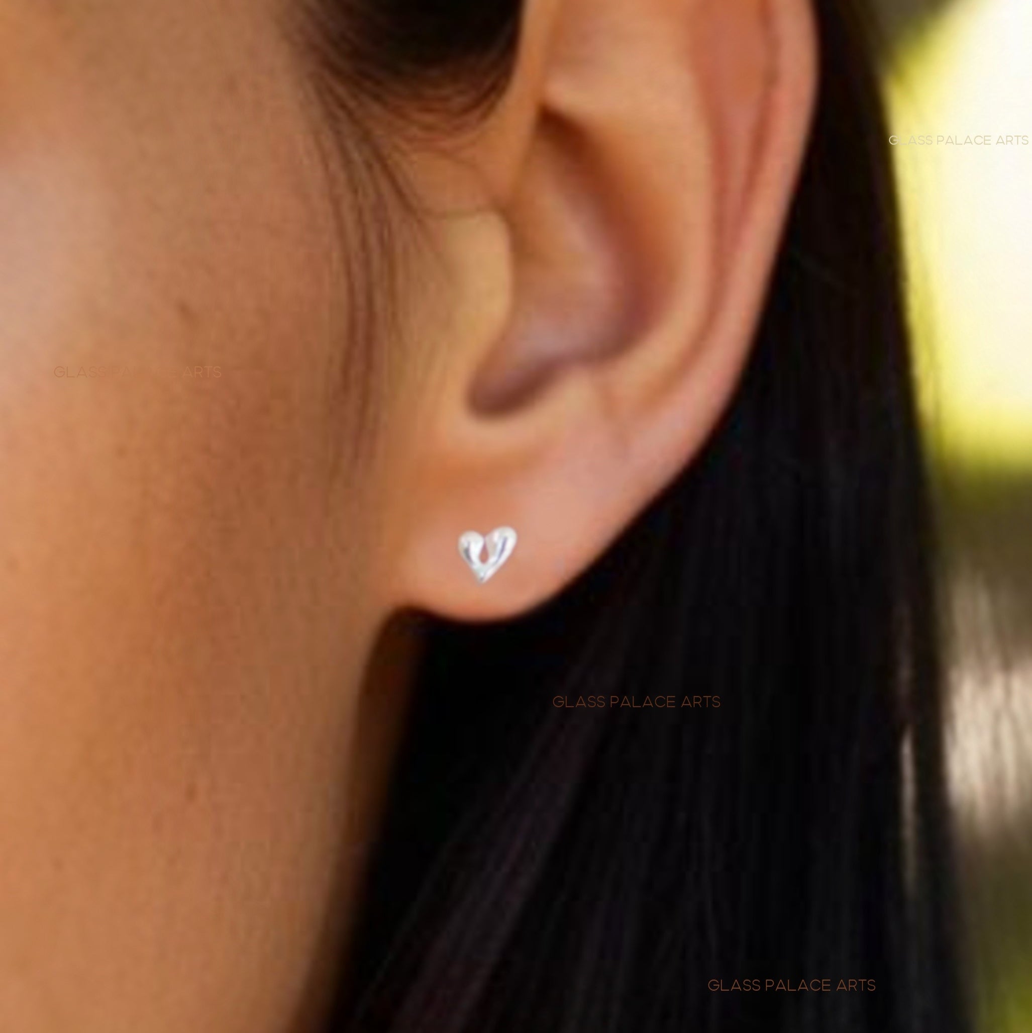 Sterling Silver Split Heart Stud Earrings
