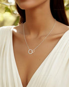 Sterling Silver Cubic Zirconia Infinity Necklace With Interlocking Circles and Pave' Stones
