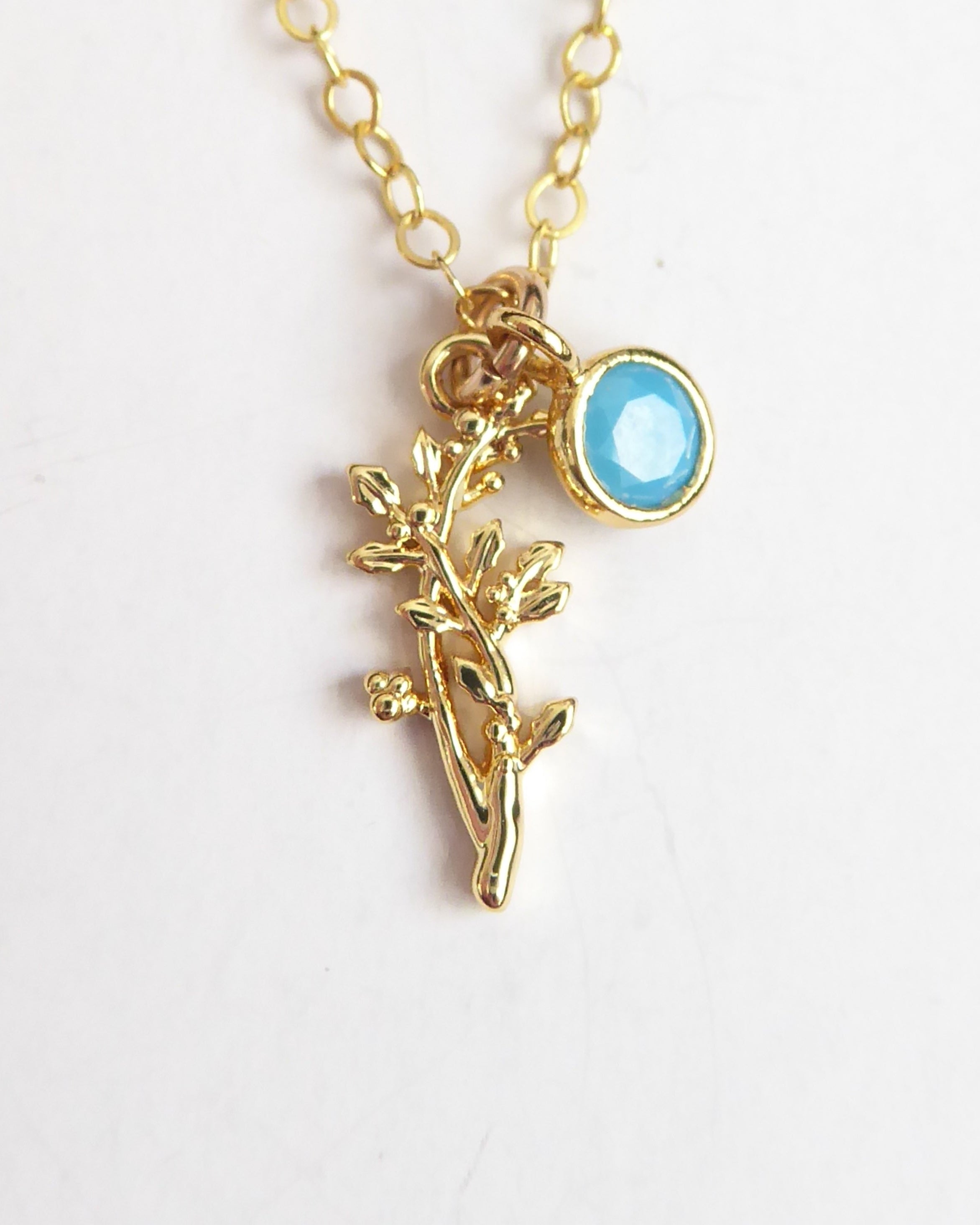 Birthstone Flower Necklace: Customized Gold Fill Birth Flower Bouquet Jewelry