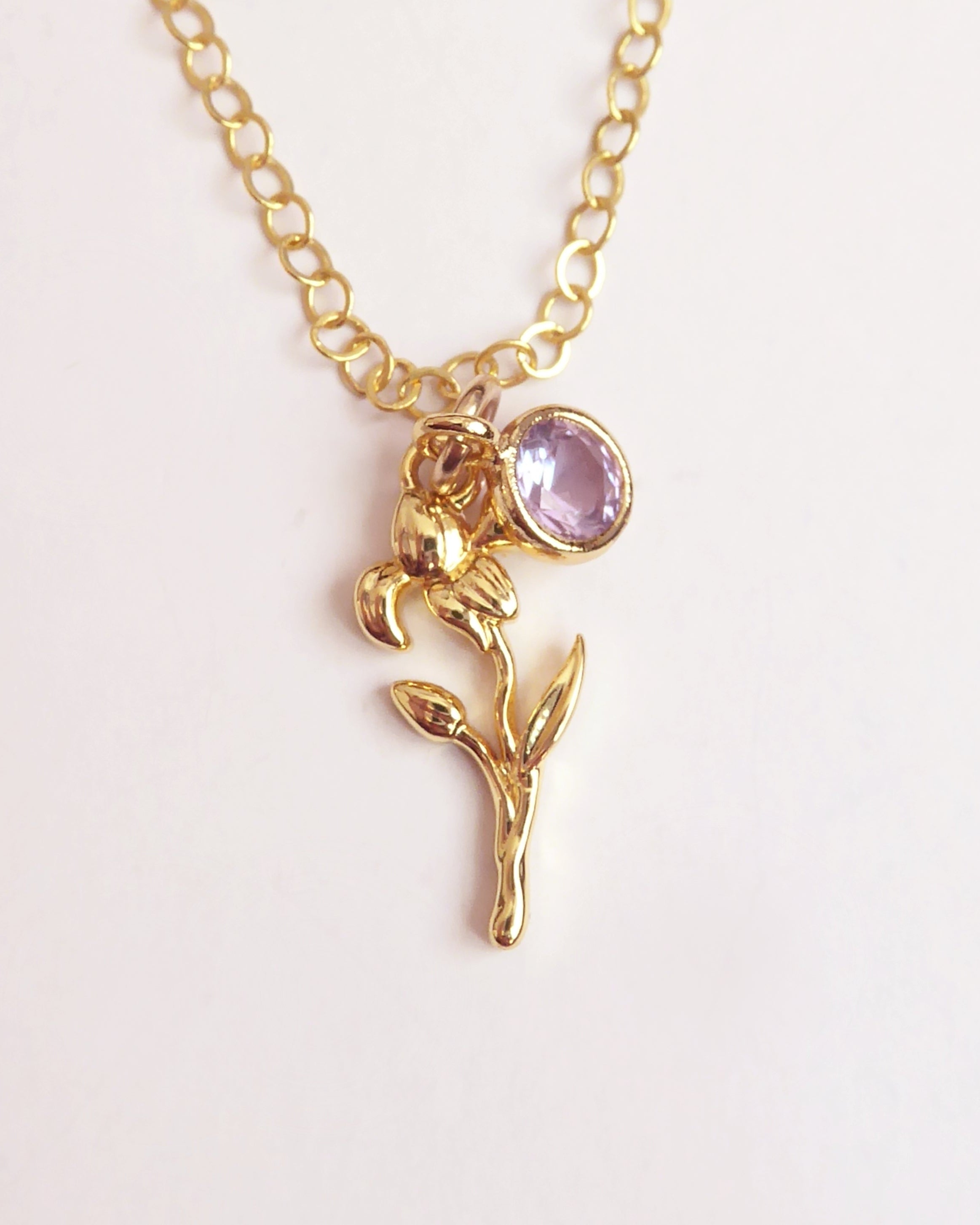 Birthstone Flower Necklace: Customized Gold Fill Birth Flower Bouquet Jewelry