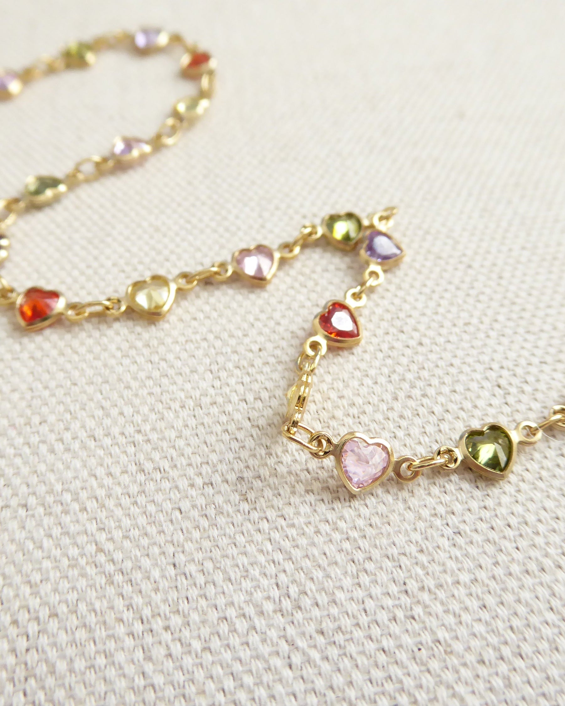 Heart Gemstone Choker Necklace - Dainty Multicolor Layering Necklace For Women