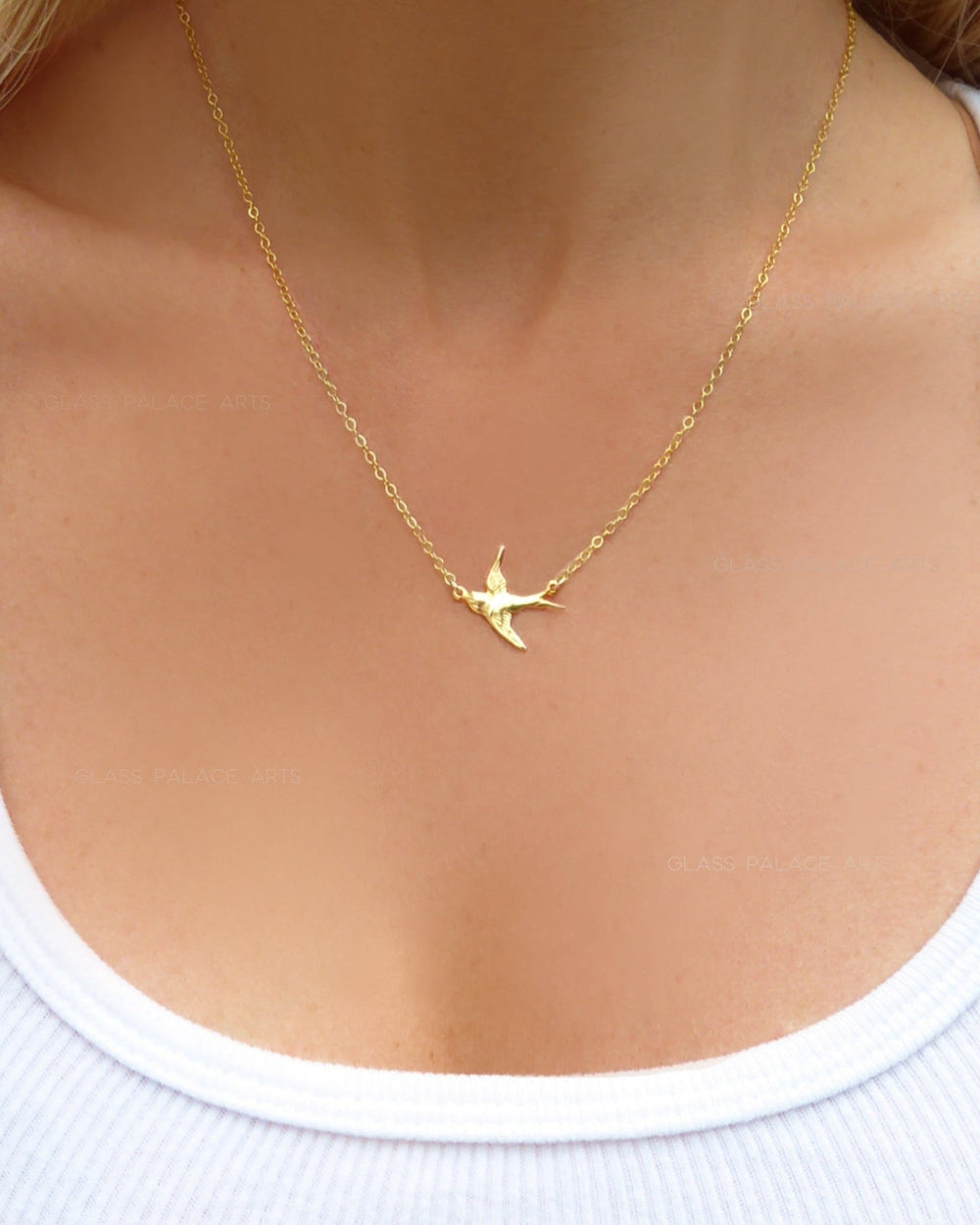 Sterling Silver Small Bird Flying Dove Necklace