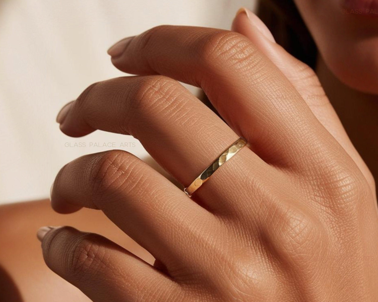 14K GOLD FILL RING 2MM HAMMED BAND