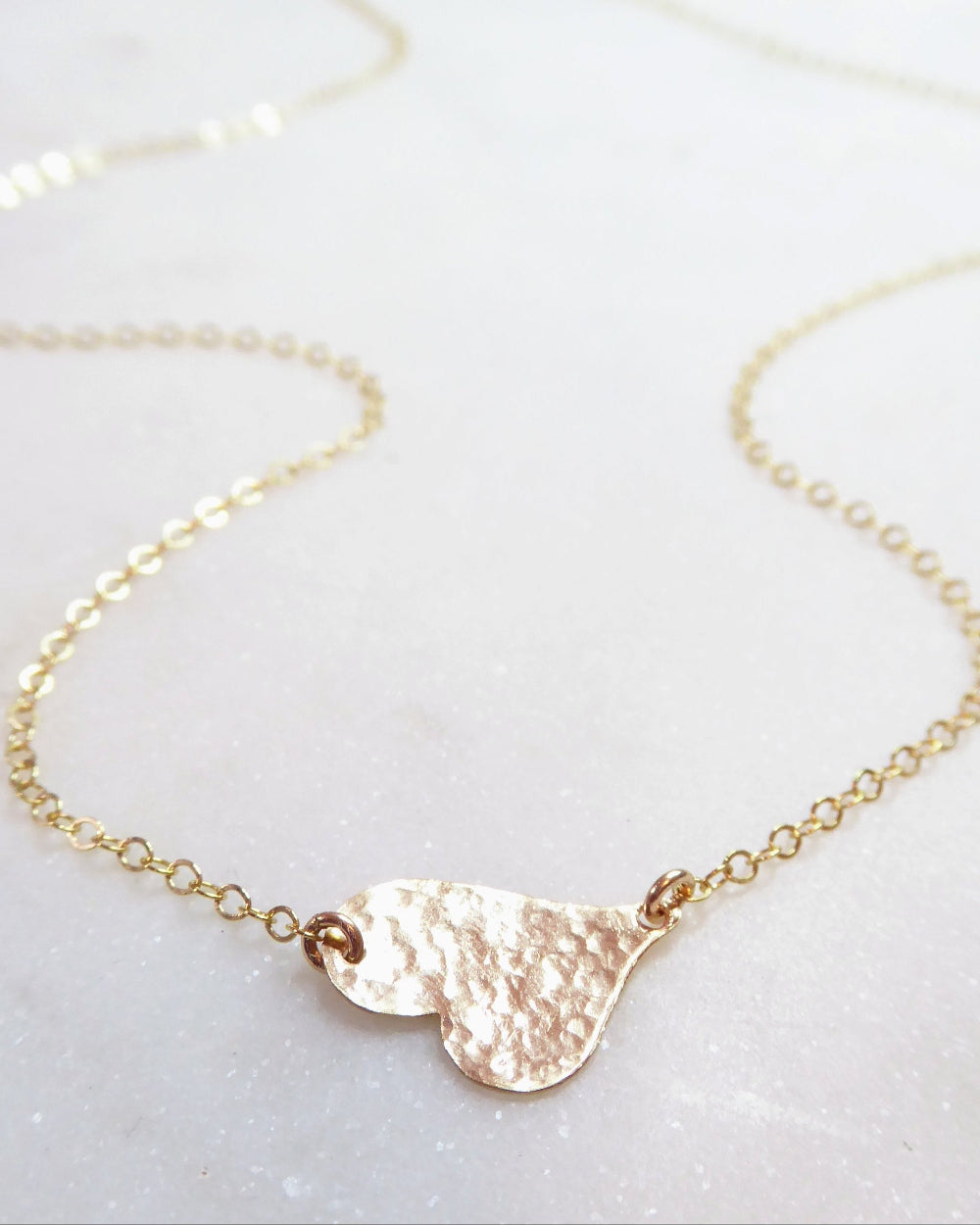 Sideways Hammered Heart Necklace For Women