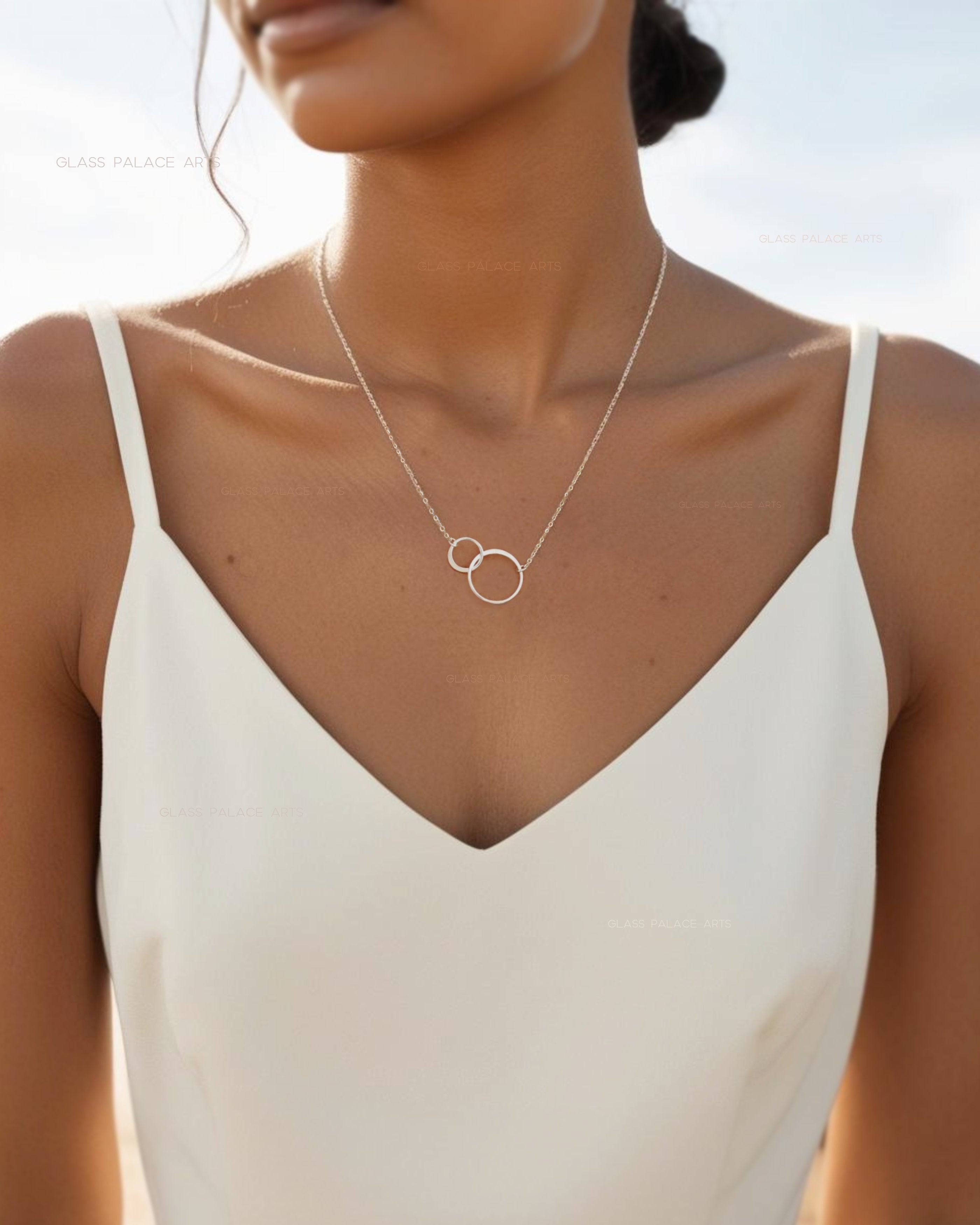 Linked Circle Infinity Necklace For Women - In Sterling Silver