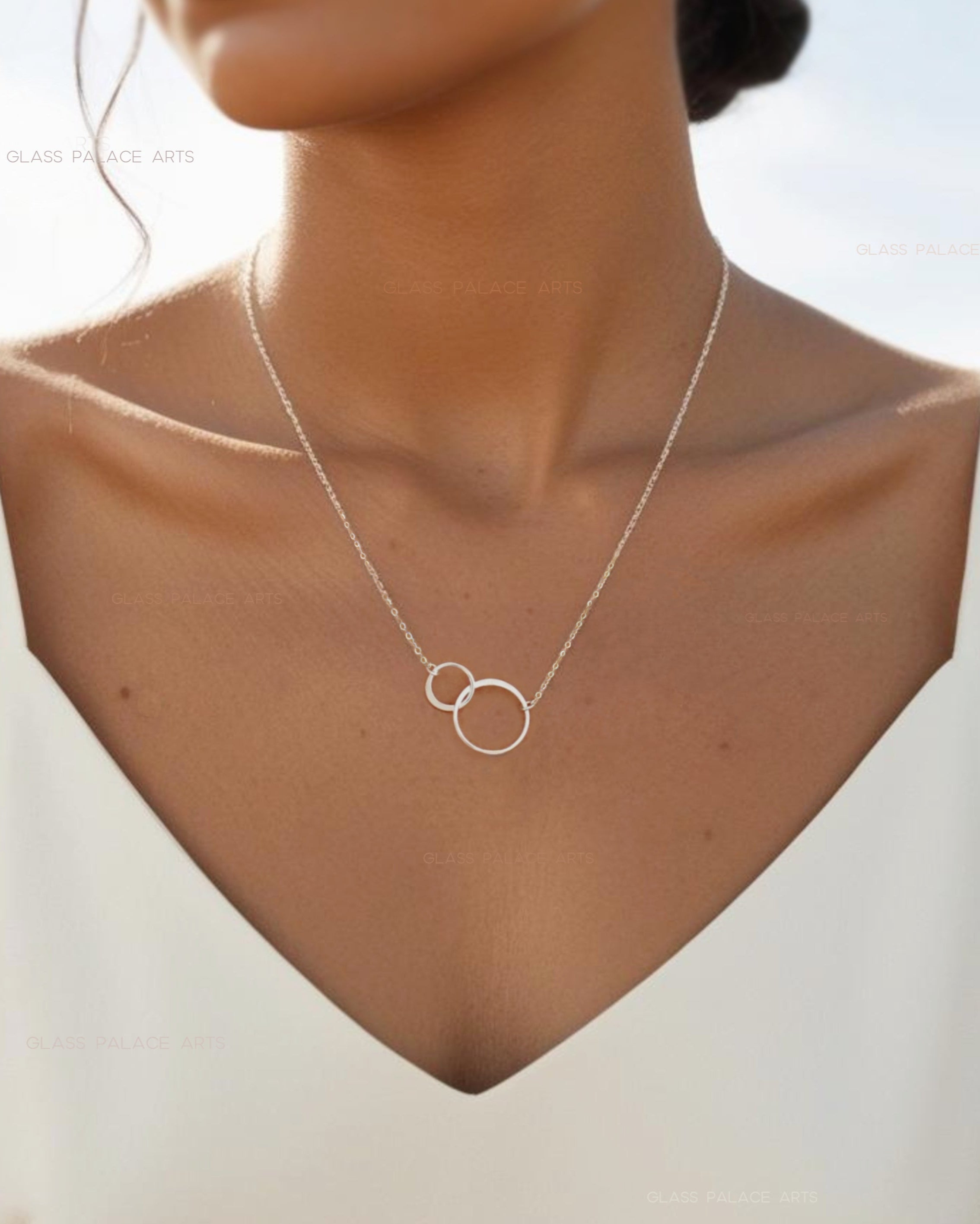Infinity Necklace With Simple Circle Pendant - In Sterling Silver