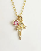 Birthstone Flower Necklace: Customized Gold Fill Birth Flower Bouquet Jewelry