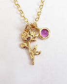 Birthstone Flower Necklace: Customized Gold Fill Birth Flower Bouquet Jewelry