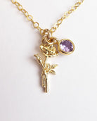Birthstone Flower Necklace: Customized Gold Fill Birth Flower Bouquet Jewelry