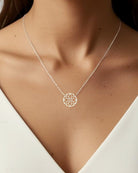 Sterling Silver Medallion Pendant Necklace For Women With Circle Filigree Pattern