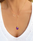 Amethyst Lariat Y Necklace For Women - No Clasp