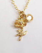 Birthstone Flower Necklace: Customized Gold Fill Birth Flower Bouquet Jewelry