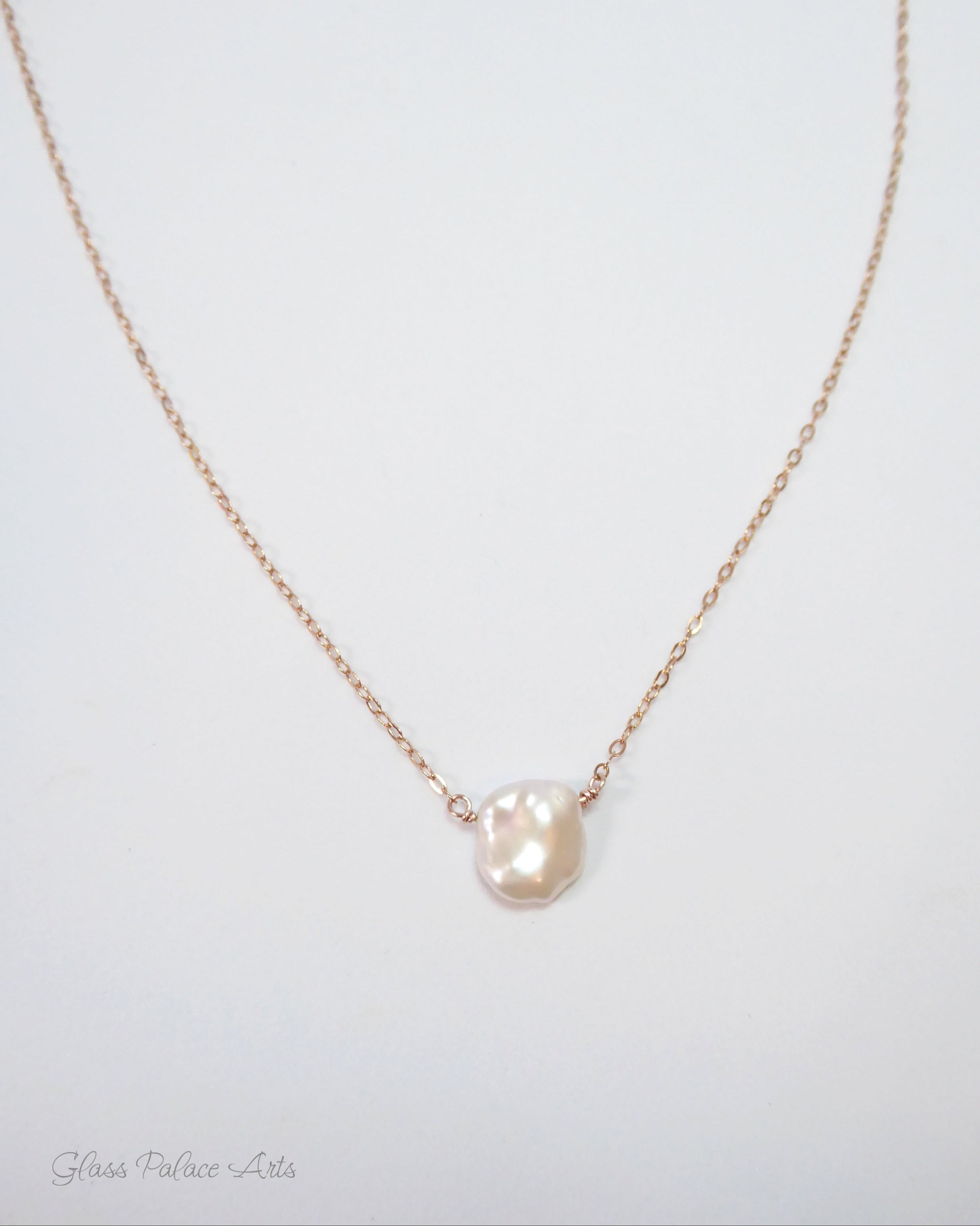 Baroque Freshwater Pearl Necklace For Women- Sterling Silver, 14k Gold or Rose Gold