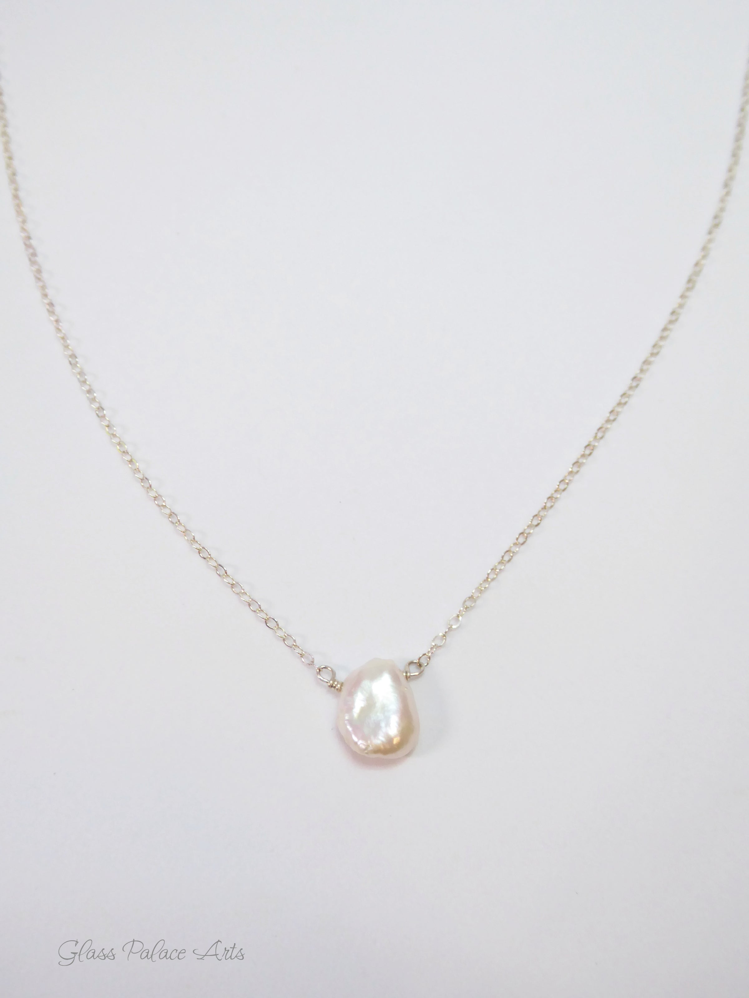 Baroque Freshwater Pearl Necklace For Women- Sterling Silver, 14k Gold or Rose Gold