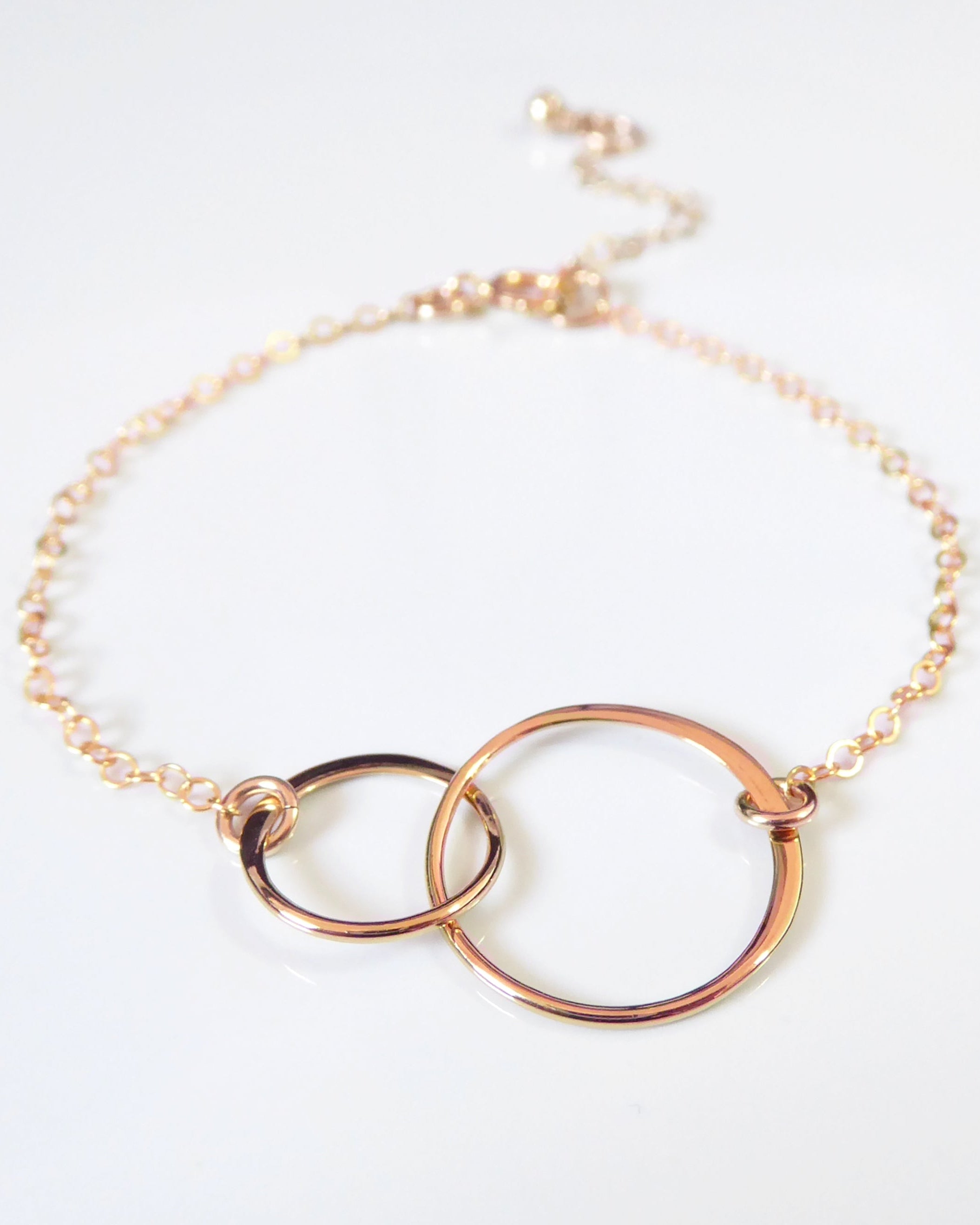 Interlocking Circle Infinity Bracelet For Women, Sterling Silver, Gold or Rose Gold