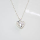 Sterling Silver Puff Heart Necklace With Filigree Tree Of Life Design