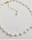 Dainty Freshwater Pearl Choker - Beaded 14k Gold Fill Chain Bridal Necklace