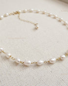 Dainty Freshwater Pearl Choker - Beaded 14k Gold Fill Chain Bridal Necklace