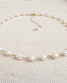 Dainty Freshwater Pearl Choker - Beaded 14k Gold Fill Chain Bridal Necklace