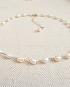 Dainty Freshwater Pearl Choker - Beaded 14k Gold Fill Chain Bridal Necklace