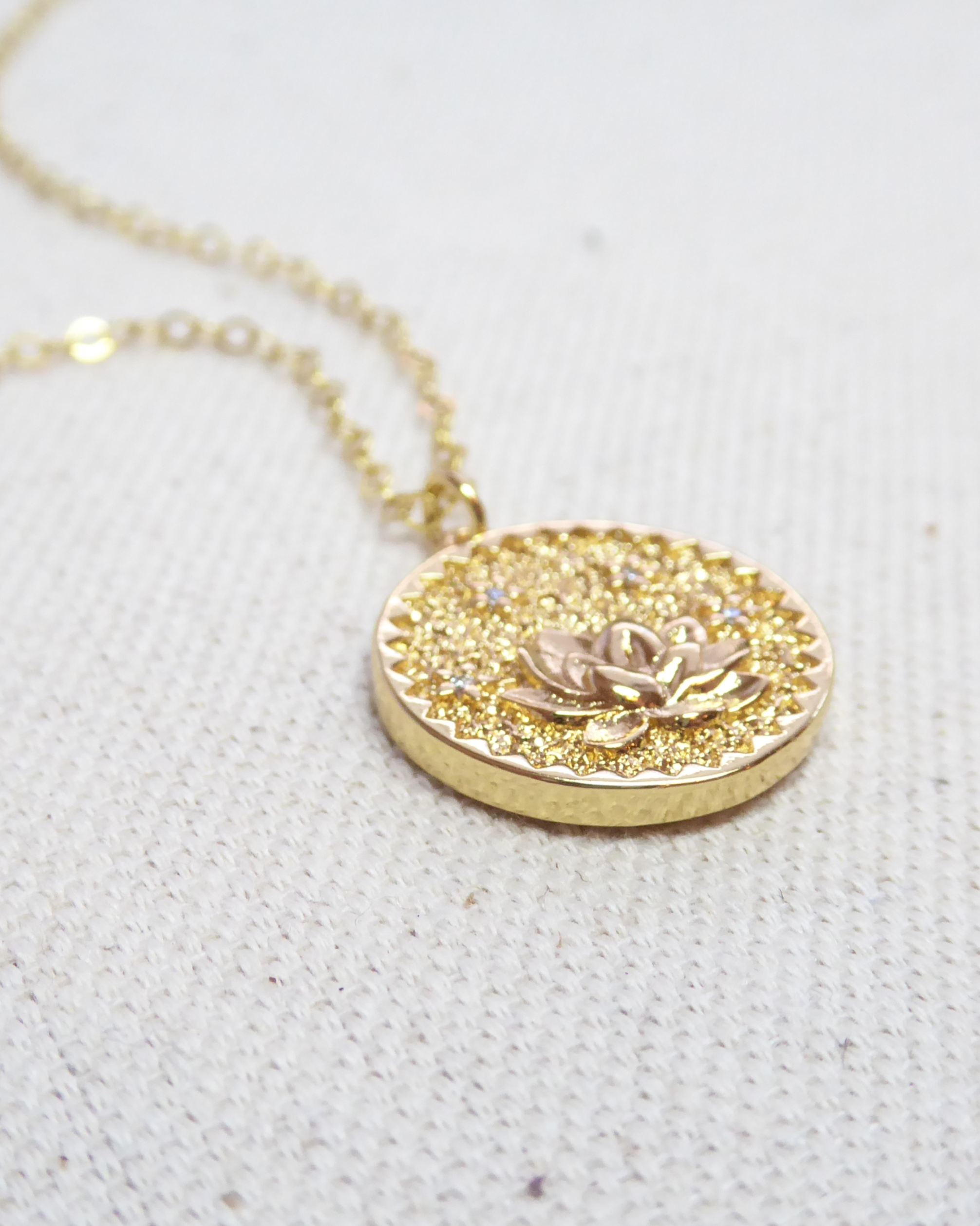 Gold Flower Medallion Necklace – Layering Necklace With Dainty Floral Pendant