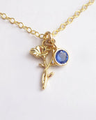 Birthstone Flower Necklace: Customized Gold Fill Birth Flower Bouquet Jewelry