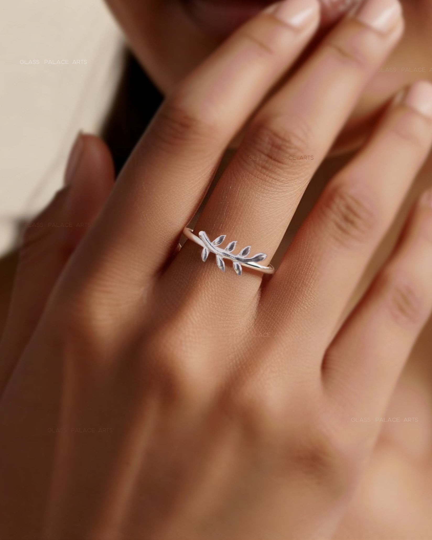 Sterling Silver Olive Branch Leaf Ring For Women