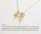 Birthstone Flower Necklace: Customized Gold Fill Birth Flower Bouquet Jewelry