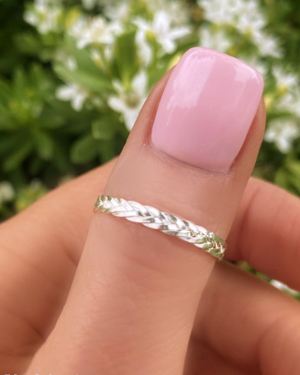 Braided Wedding Ring Set For Couples Sterling Silver, Weaved Wreath Matching His and Hers Bands 6mm & 2.5mm