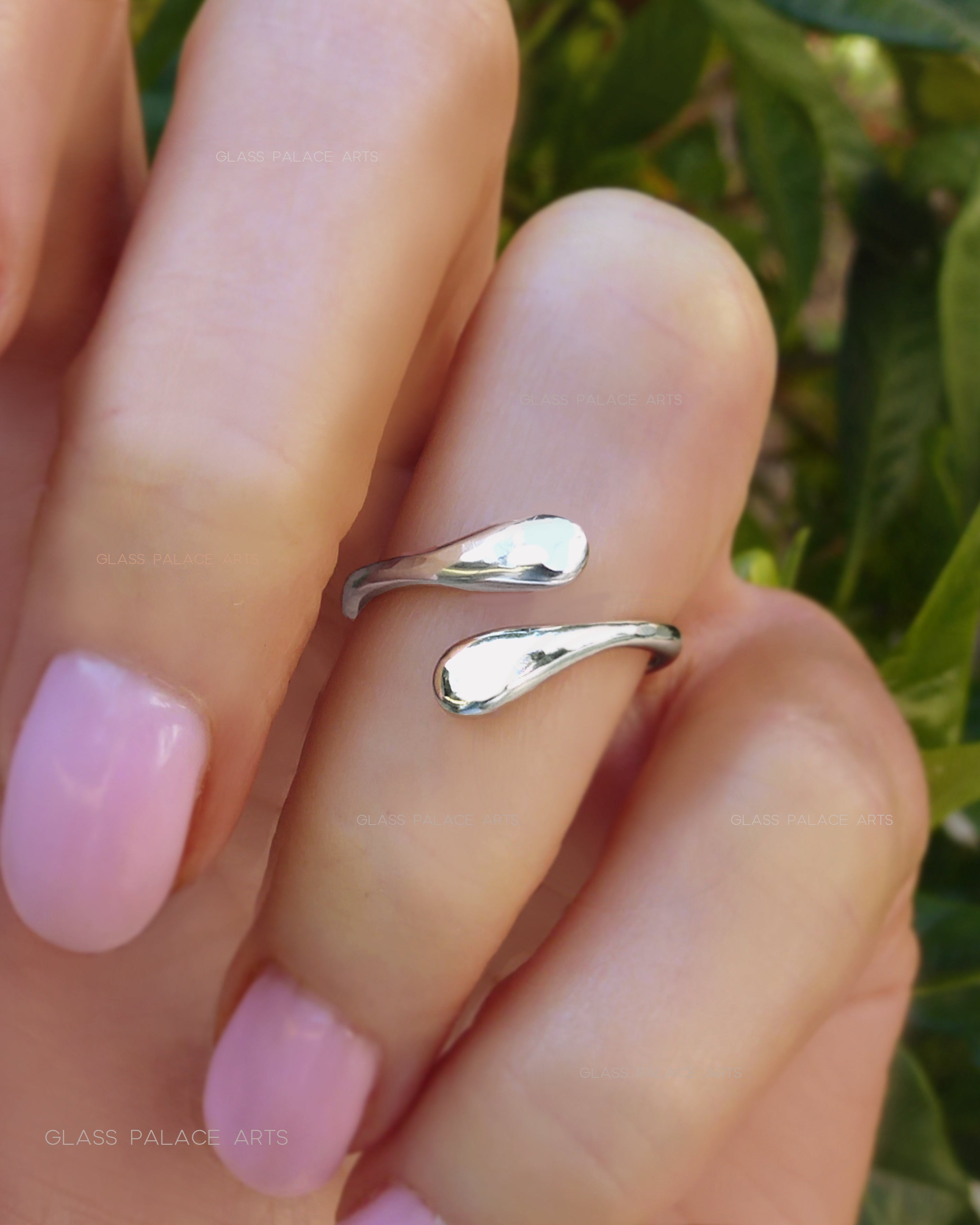 Adjustable Sterling Silver Bypass Ring - Modern Hammered Wrap Around Ring For Women