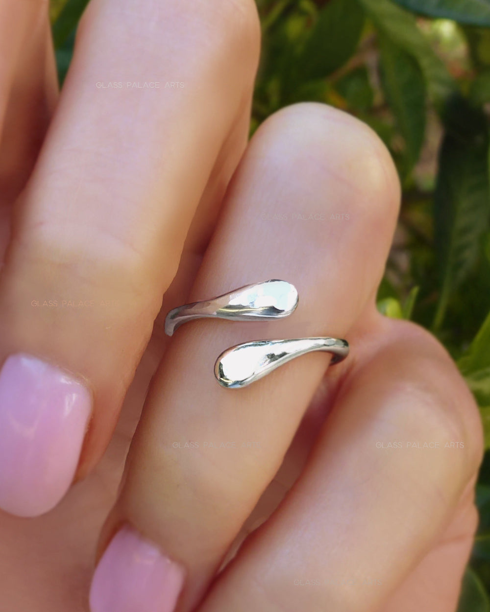 Adjustable Sterling Silver Bypass Ring - Modern Hammered Wrap Around Ring For Women