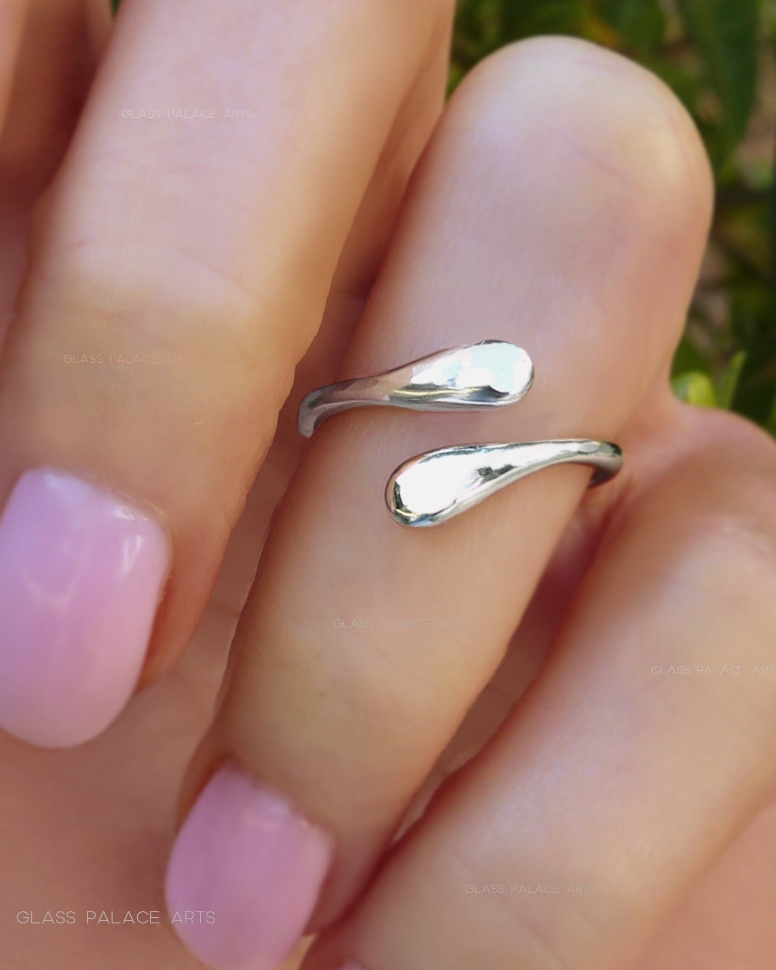 Adjustable Sterling Silver Bypass Ring - Modern Hammered Wrap Around Ring For Women