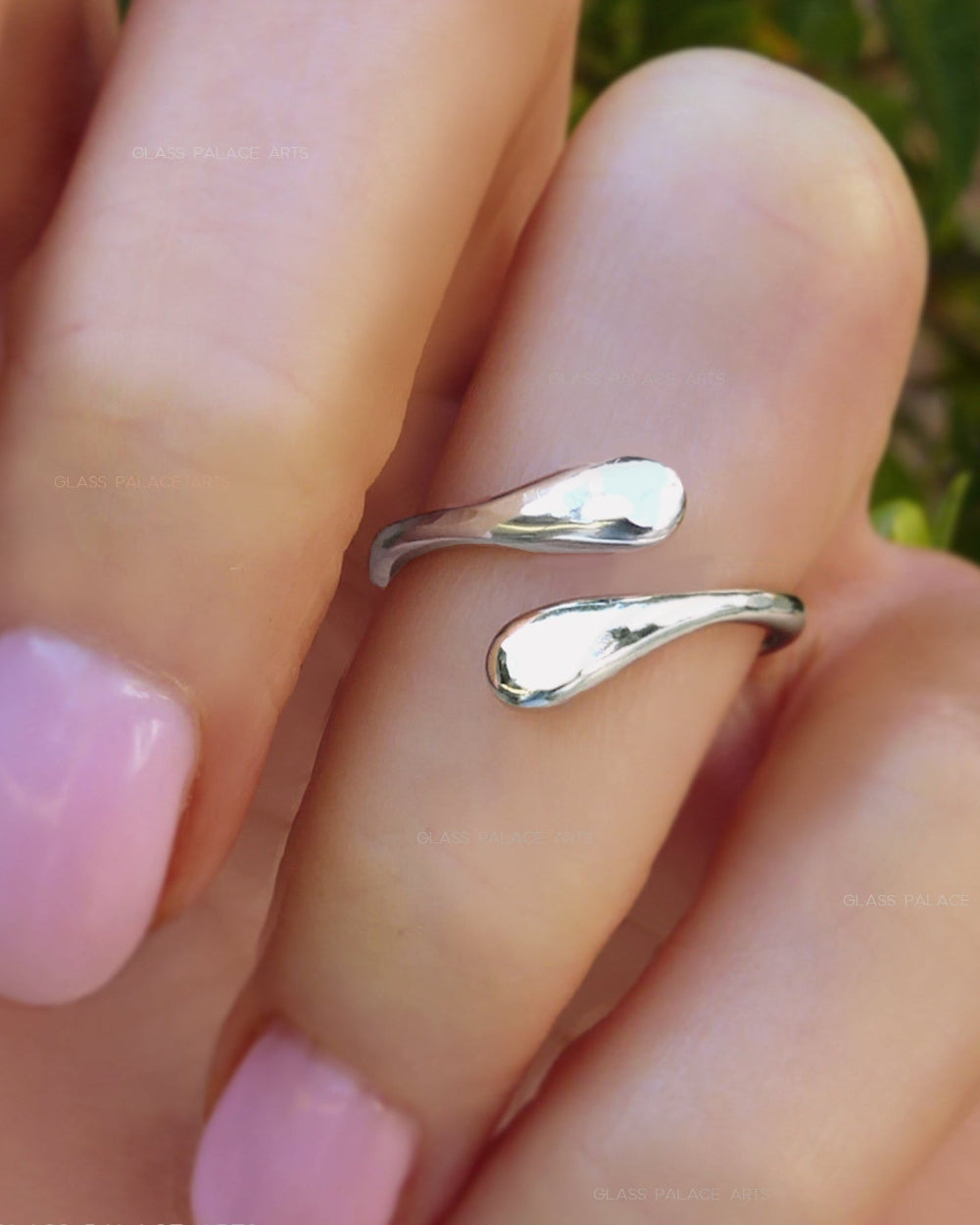 Adjustable Sterling Silver Bypass Ring - Modern Hammered Wrap Around Ring For Women