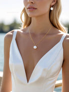 Elegant Freshwater Pearl Drop Necklace With Genuine Coin Pearl - 14k Gold Fill, Sterling Silver or Rose Gold