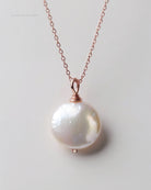 Elegant Freshwater Pearl Drop Necklace With Genuine Coin Pearl - 14k  Rose Gold