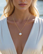 Freshwater Coin Pearl Necklace, 14k Gold Genuine Pearl Necklace For Women, Simple Minimalist Bridal