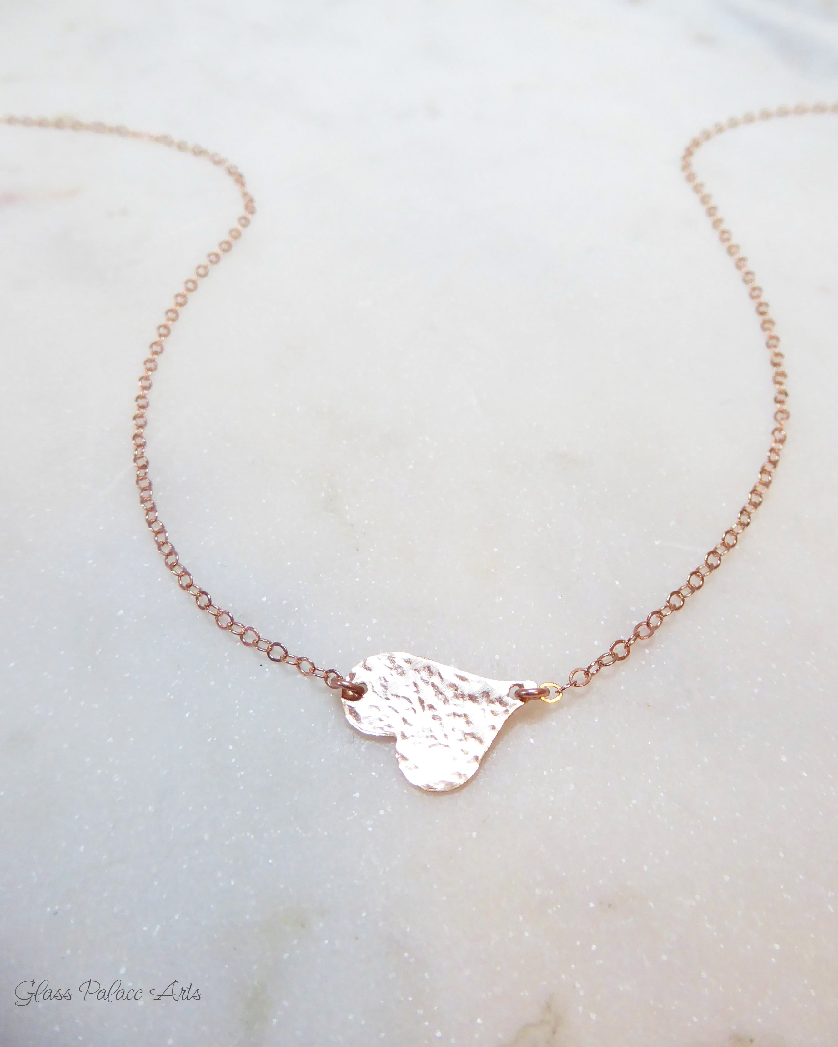 Sideways Hammered Heart Necklace For Women
