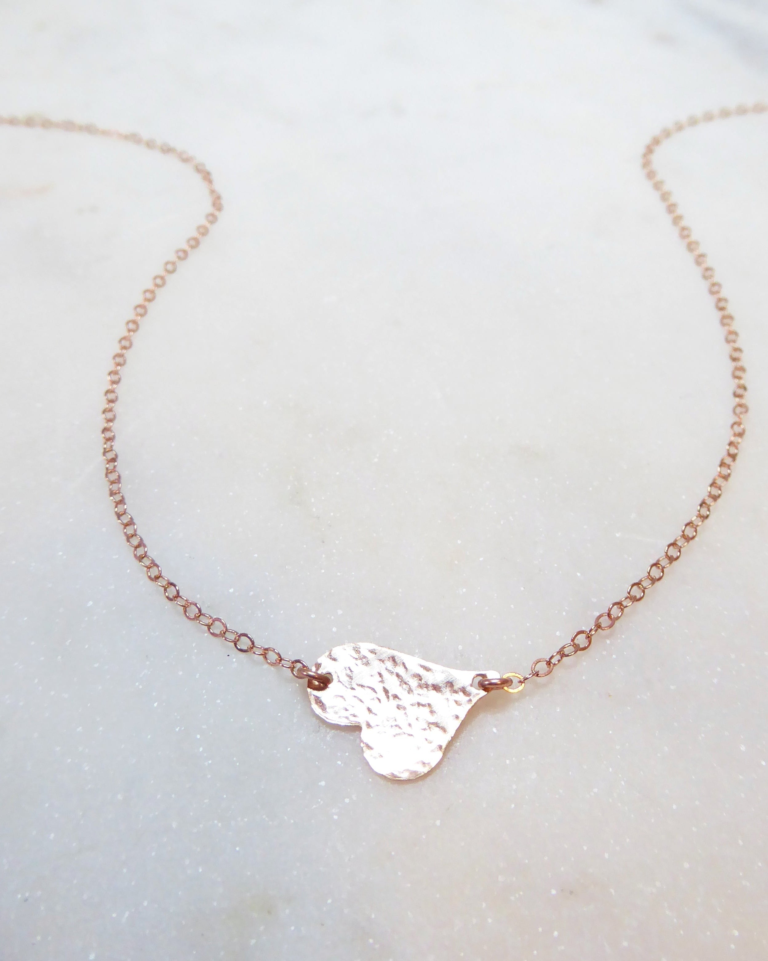 Sideways Hammered Heart Necklace For Women