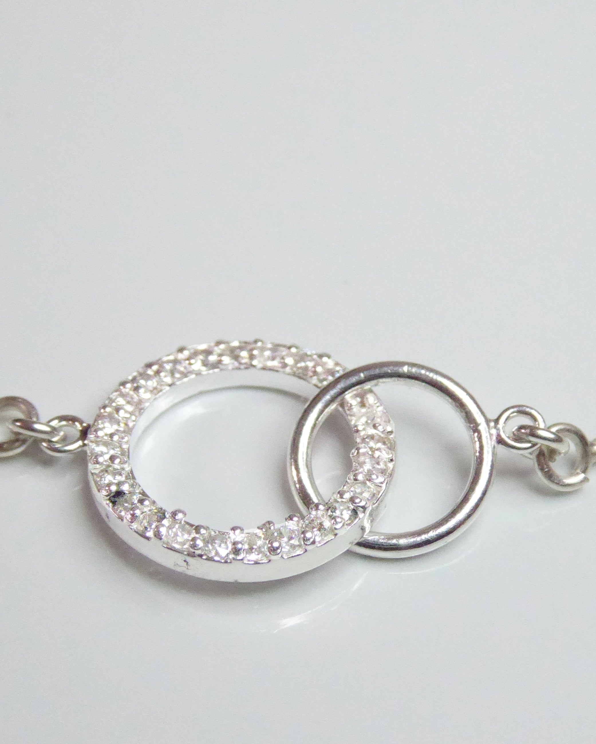 Sterling Silver Cubic Zirconia Bracelet - With Sliding Heart Clasp