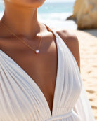 floating round freshwater pearl pendant necklace for women on gold chain