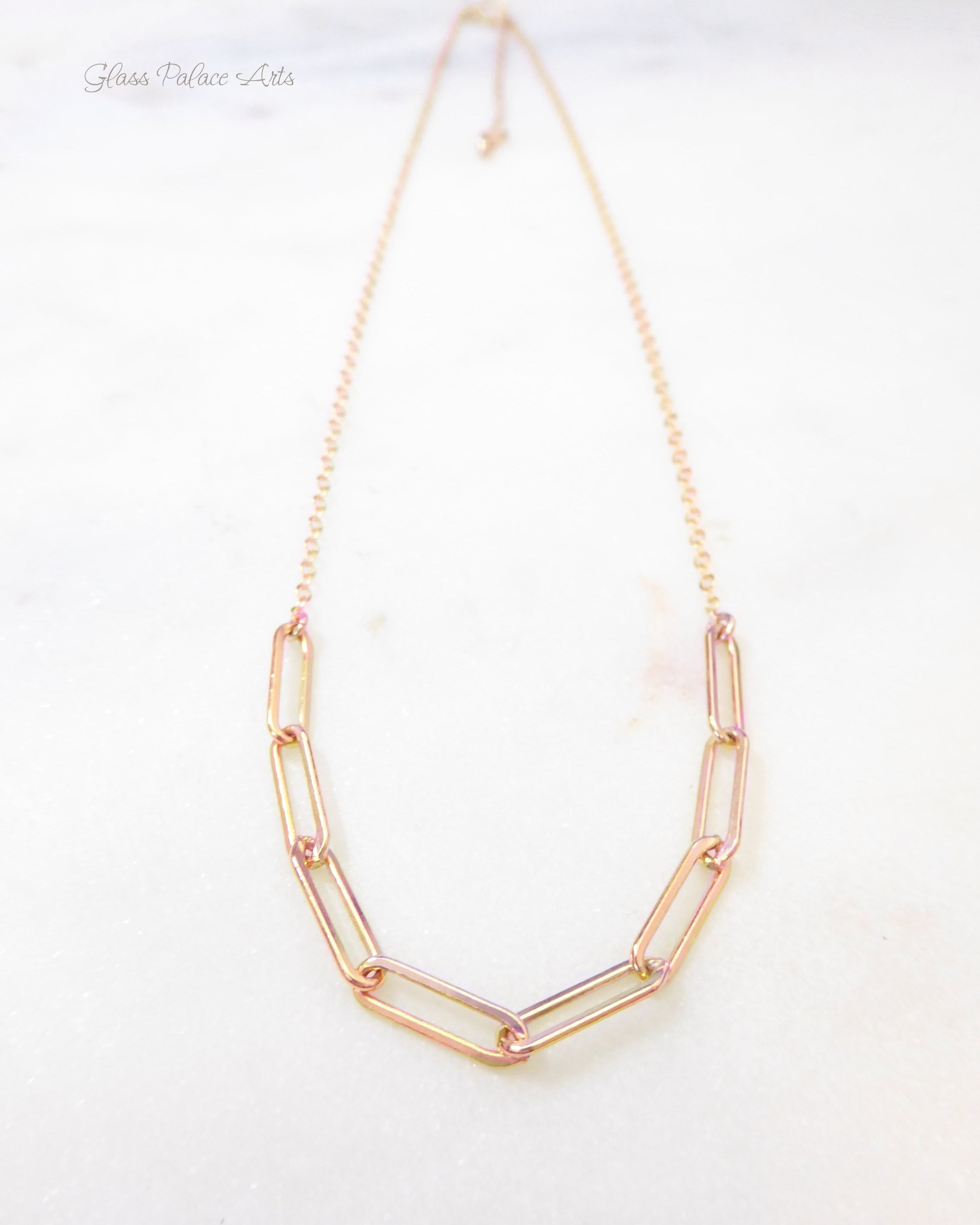 Rose Gold Fill Paperclip Chain Necklace