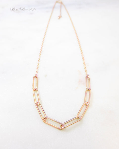 Paperclip Chain Necklace - Adjustable Choker Chain Layering Necklace