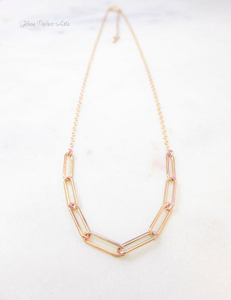 Paperclip Chain Necklace - Adjustable Choker Chain Layering Necklace