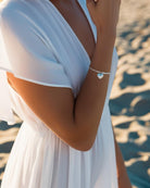 Sterling Silver Heart And Pearl Bracelet Adjustable
