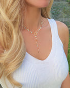 Peruvian Opal Necklace With Pendant, Beaded Multi Color Gemstone Opal Lariat Necklace For Women