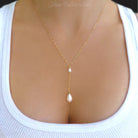 Freshwater Pearl Lariat Y Necklace With Teardrop Pearl Pendant
