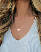 Sideways Hammered Heart Necklace For Women